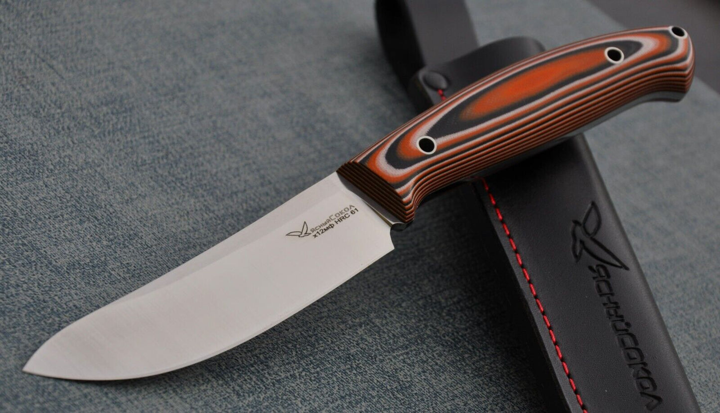 H12MF Full Tang Outdoor JagdMesser Yasniy Sokol Handarbeit HRC61 Лесник