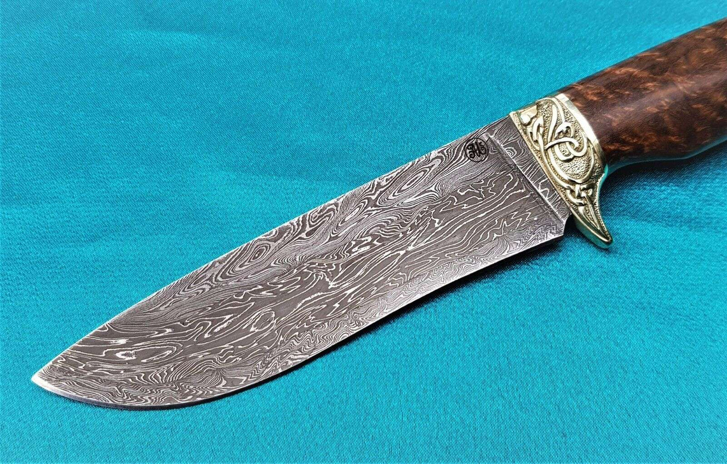Outdoor JagdMesser Damast Stahl A.Maruschin Russland HRC62 Handarbeit Шершень