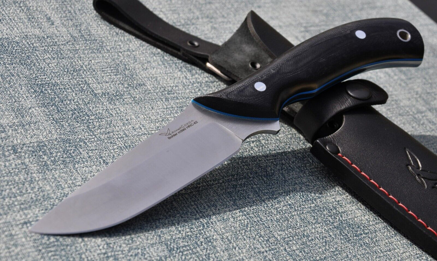 M390 Stahl Full Tang Outdoor Jagdmesser Yasniy Sokol Handarbeit
