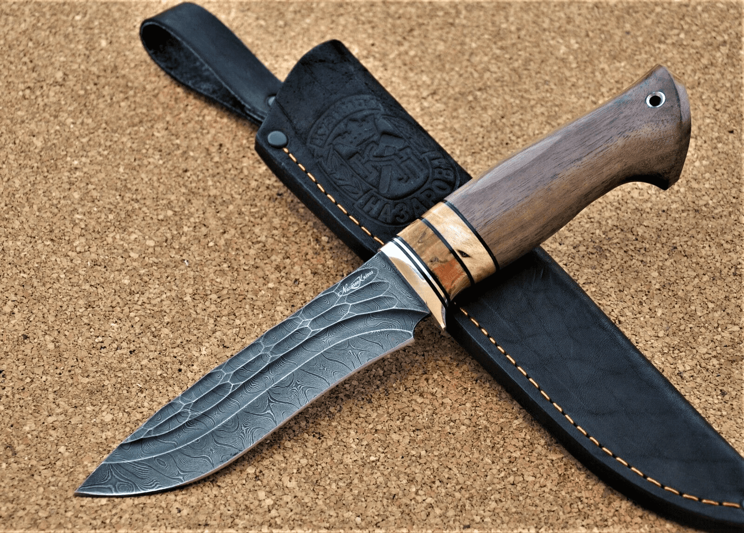 Damaszener Stahl Outdoor Jagd Damast Messer Nazarov Knives Handarbeit HRC62