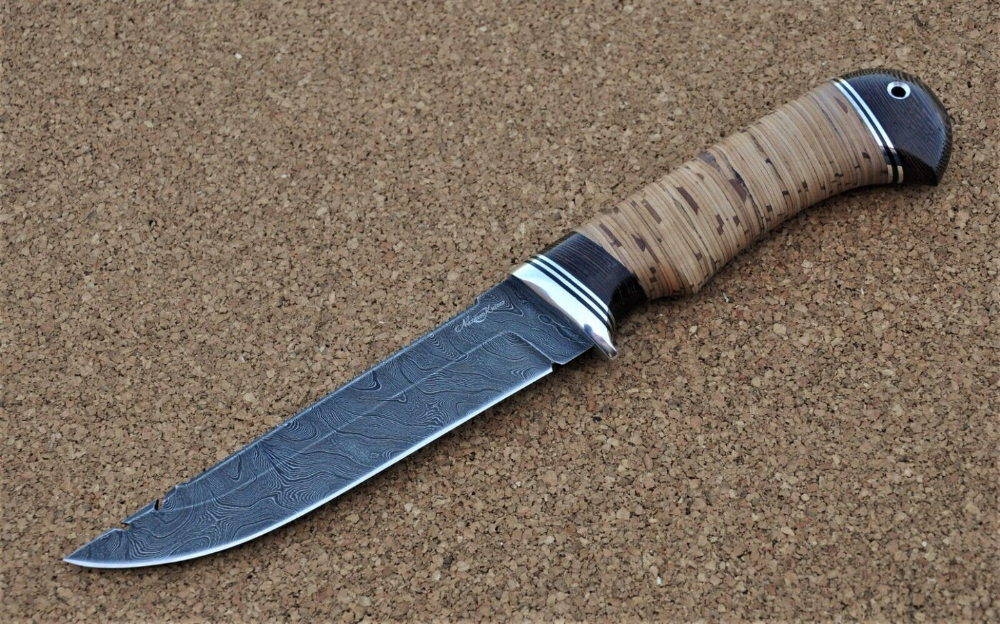 Damast Damaszener Stahl Outdoor Messer Nazarov Knives Handarbeit HRC62 Рыбак