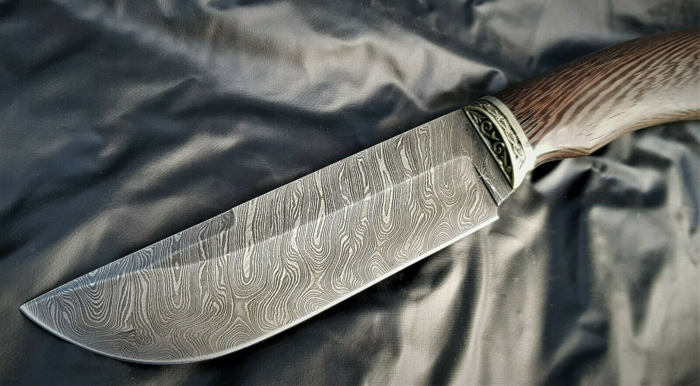 A.Marushin Outdoor Jagdmesser Damaszener Stahl Handarbeit