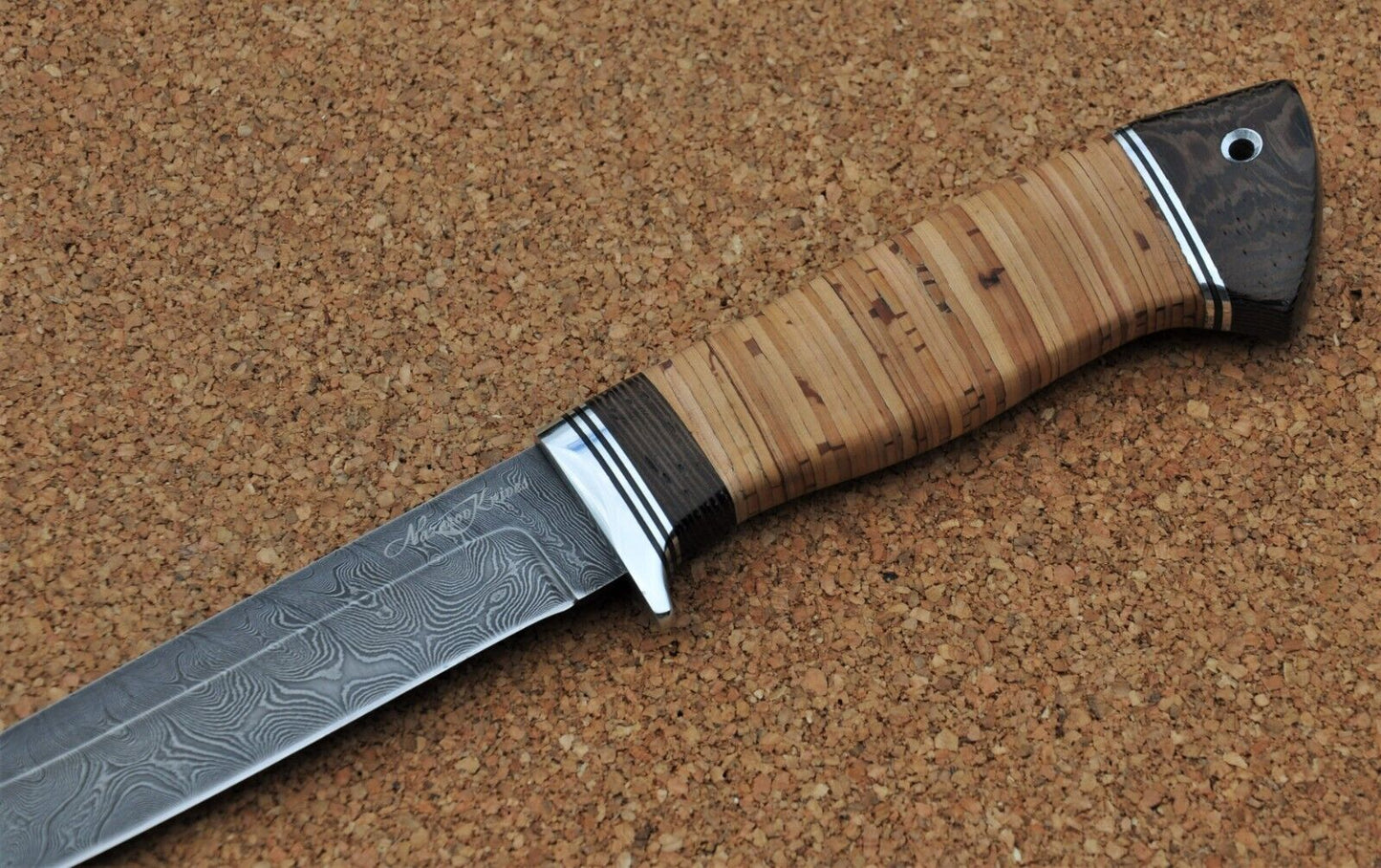 Damast Damaszener Stahl Outdoor Messer Nazarov Knives Handarbeit HRC62 Тритон