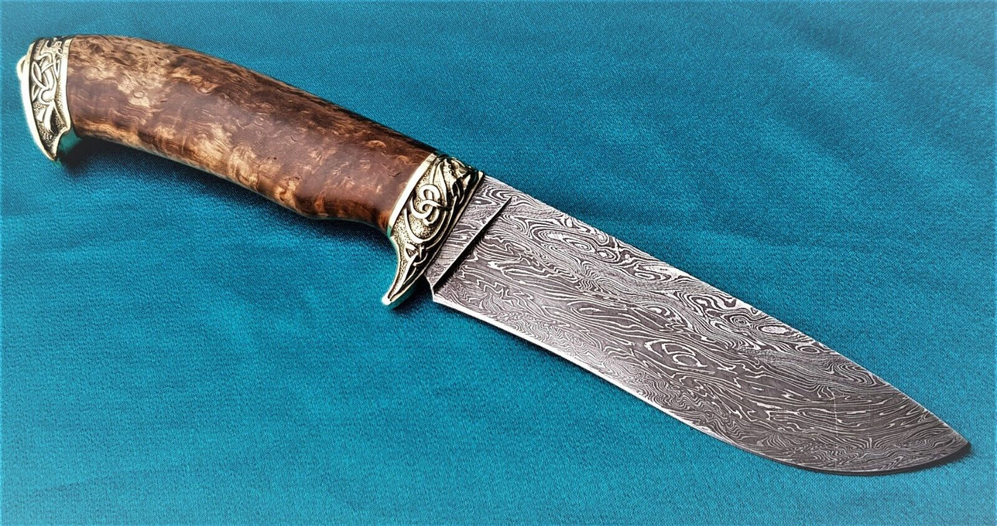 Outdoor JagdMesser Damast Stahl A.Maruschin Russland HRC62 Handarbeit Шершень