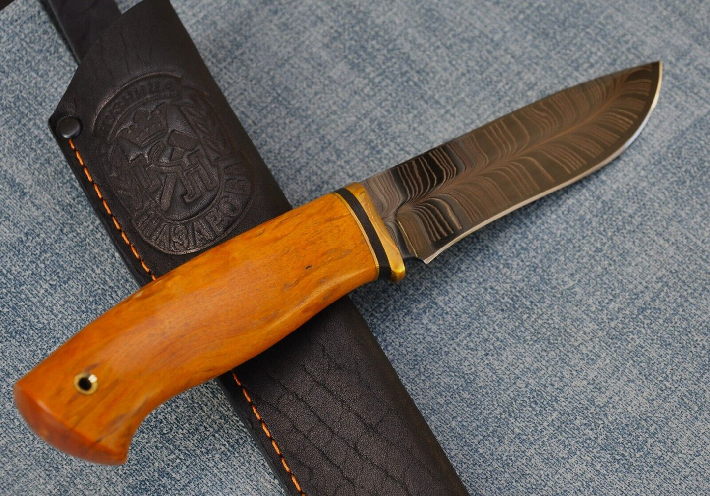 Nazarov Knives Russland Mosaik DamastStahl OutdoorJagdMesser Handarbeit HRC62