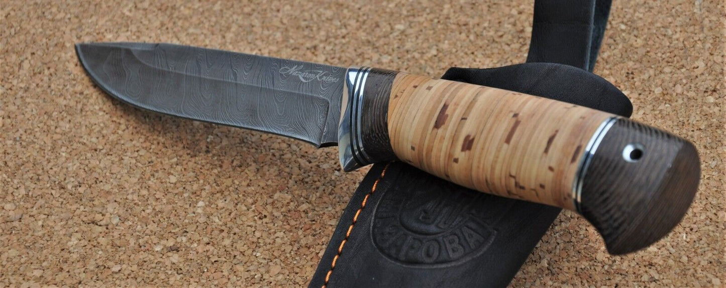 Damast Damaszener Stahl Outdoor Messer Nazarov Knives Handarbeit HRC62 Сокол