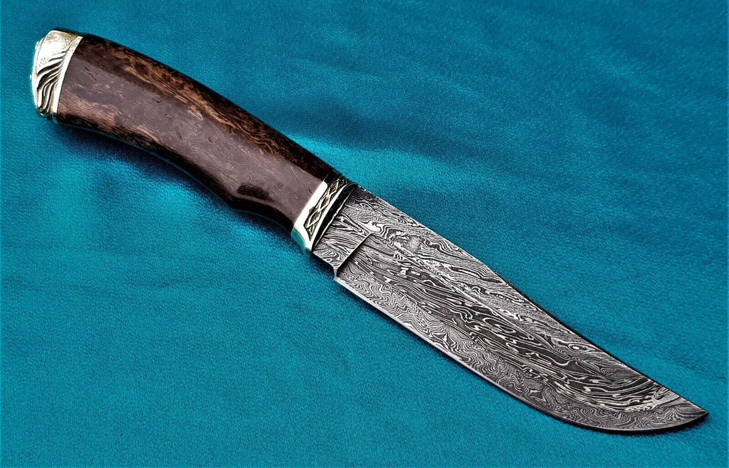 Outdoor JagdMesser Damast Stahl A.Maruschin Russland HRC62 Handarbeit Куница