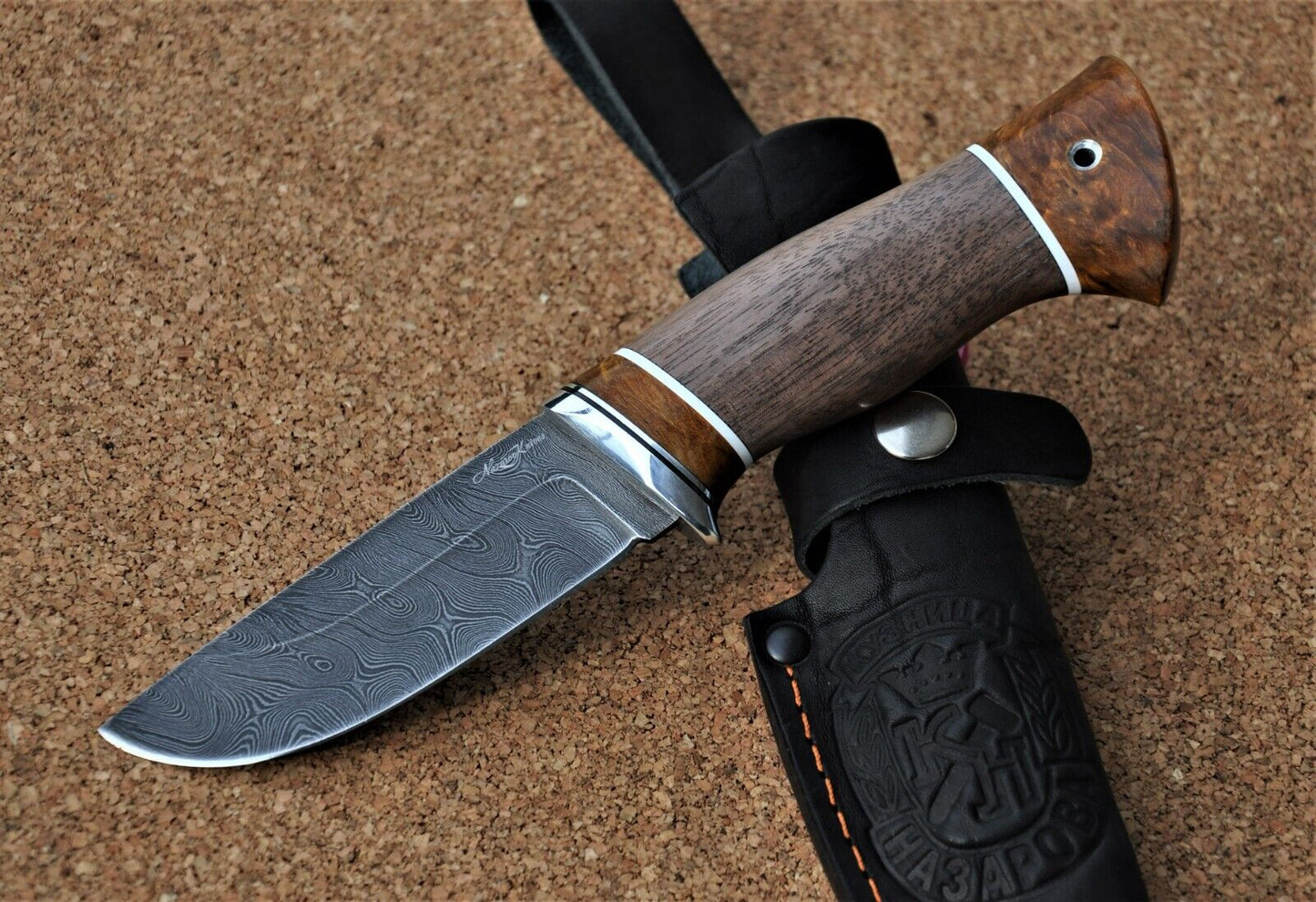 Damaszener Stahl Outdoor Jagd Damast Messer Nazarov Knives Handarbeit HRC62