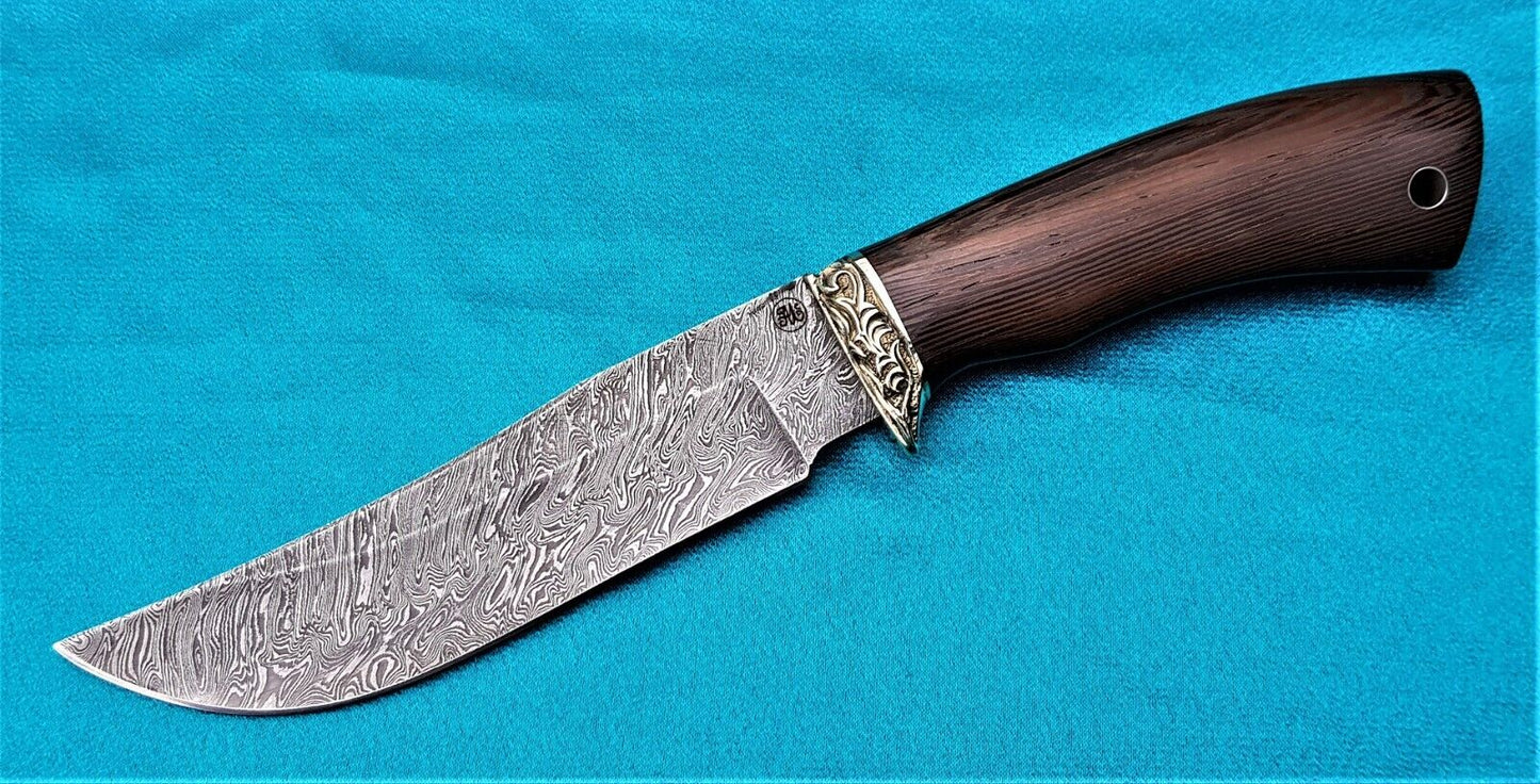 Outdoor Jagd Messer Damast Stahl Russland A.Maruschin HRC 62 Handarbeit Куница