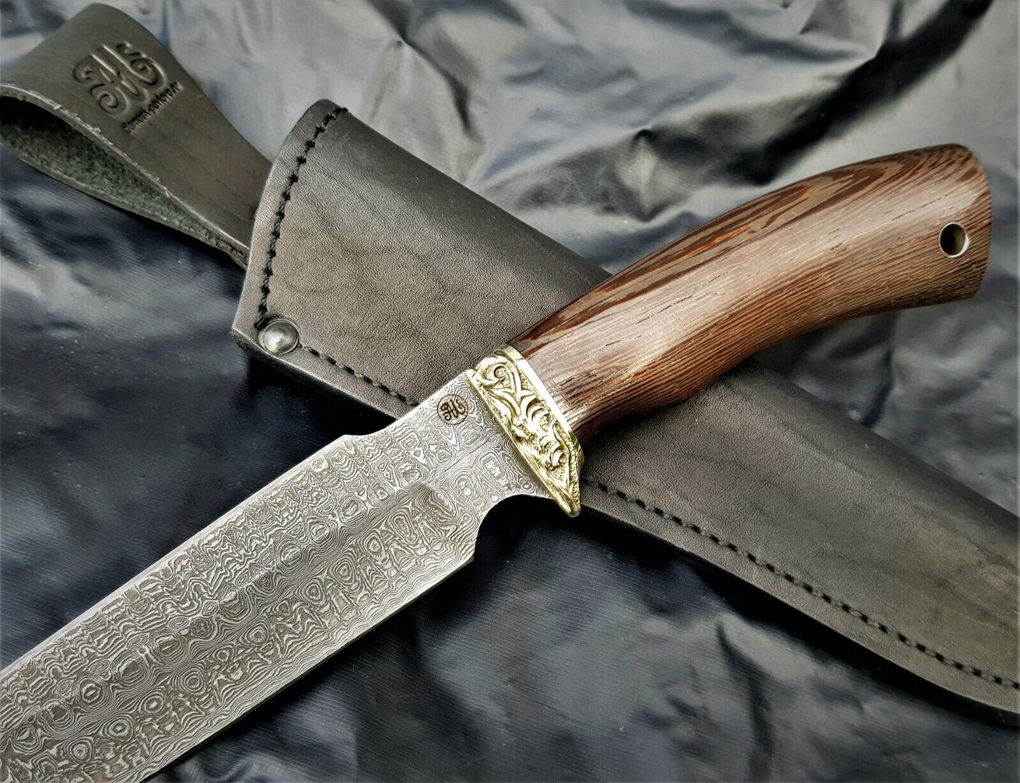 Damast stah Outdoor Jagd Messer Russland A.Maruschin HRC 62 Handarbeit Гарсон