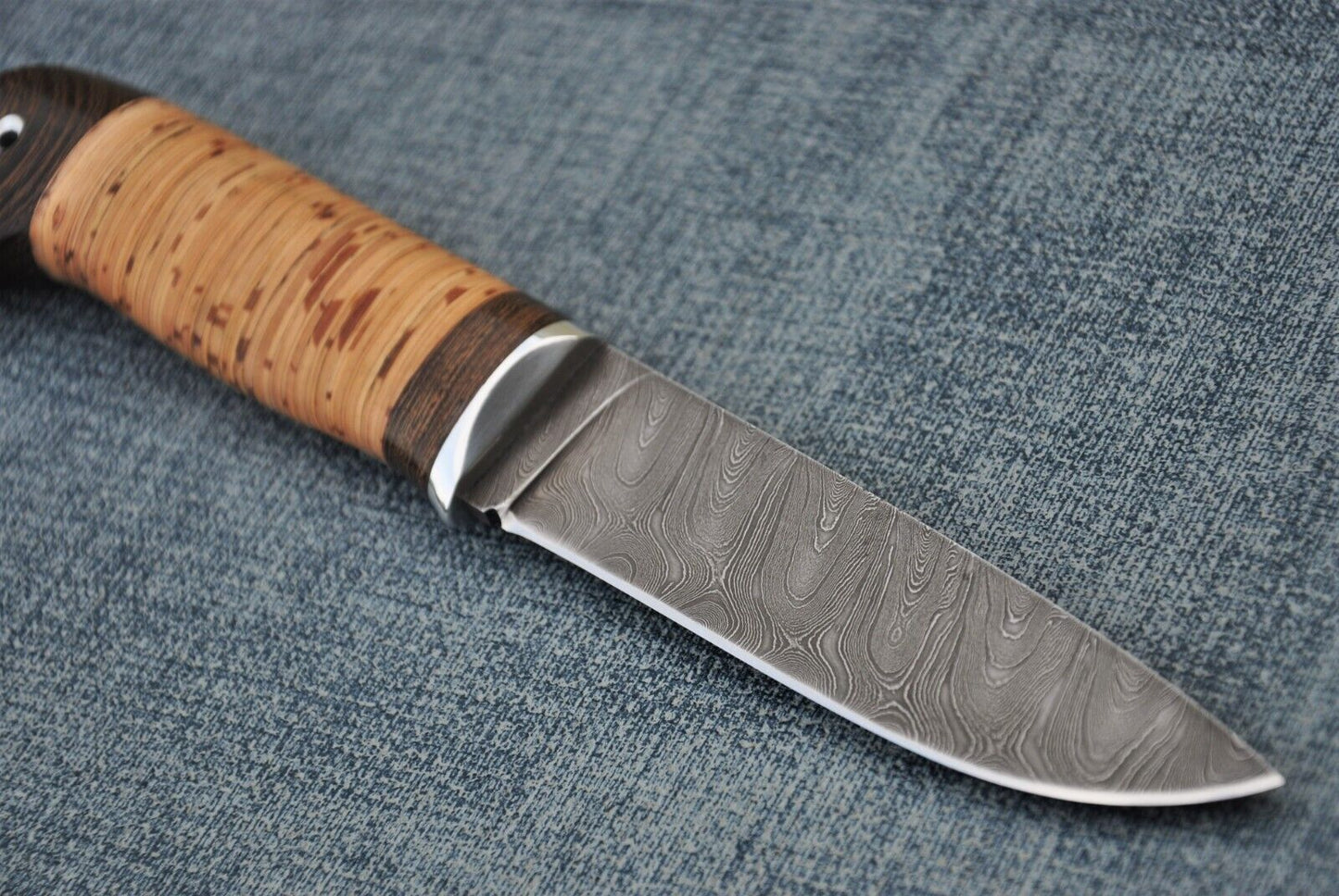 Damast Damaszener Stahl Outdoor Messer Nazarov Knives Handarbeit HRC62 Ясень
