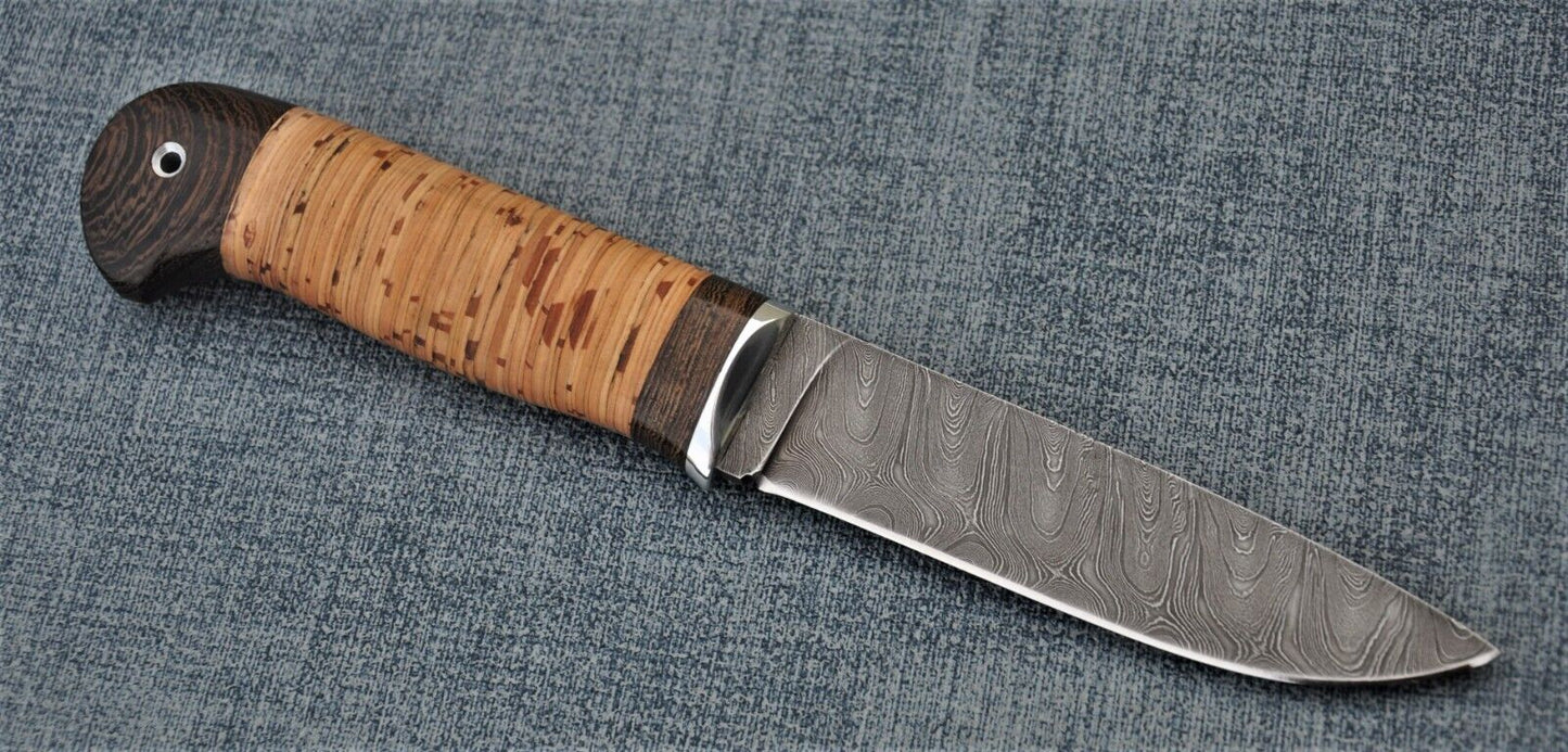 Damast Damaszener Stahl Outdoor Messer Nazarov Knives Handarbeit HRC62 Ясень