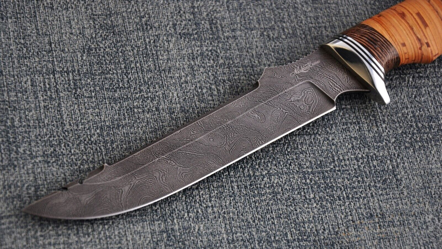 Damaszener Stahl Outdoor Jagd Damast Messer Nazarov Knives Handarbeit HRC62