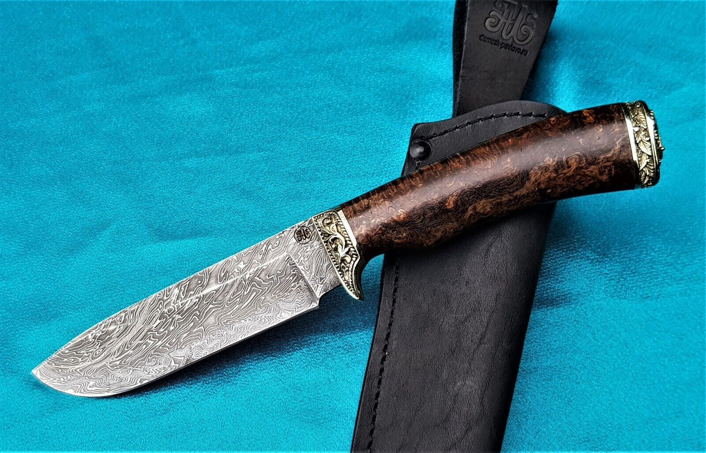 Outdoor JagdMesser Damast Stahl A.Maruschin Russland HRC62 Handarbeit Лось