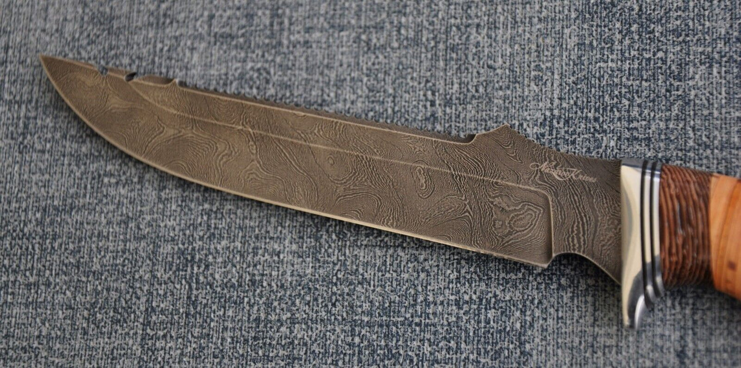 Damaszener Stahl Outdoor Jagd Damast Messer Nazarov Knives Handarbeit HRC62