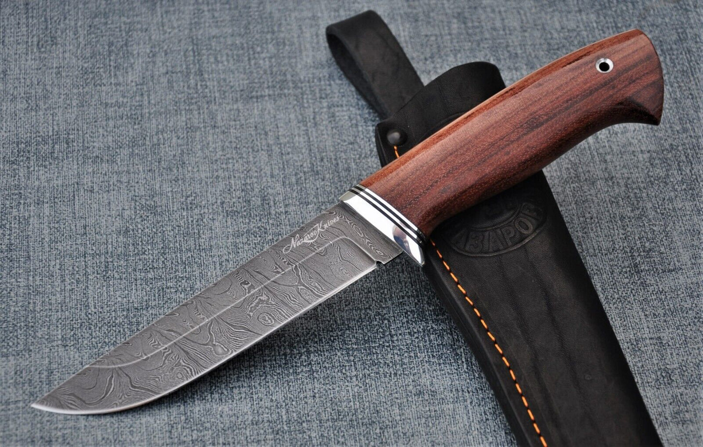 Damast Damaszener Stahl OutdoorMesser Nazarov Knives Handarbeit HRC62 Косач