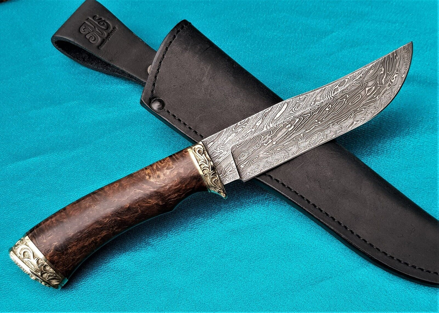 Outdoor JagdMesser Damast Stahl A.Maruschin Russland HRC62 Handarbeit Куница