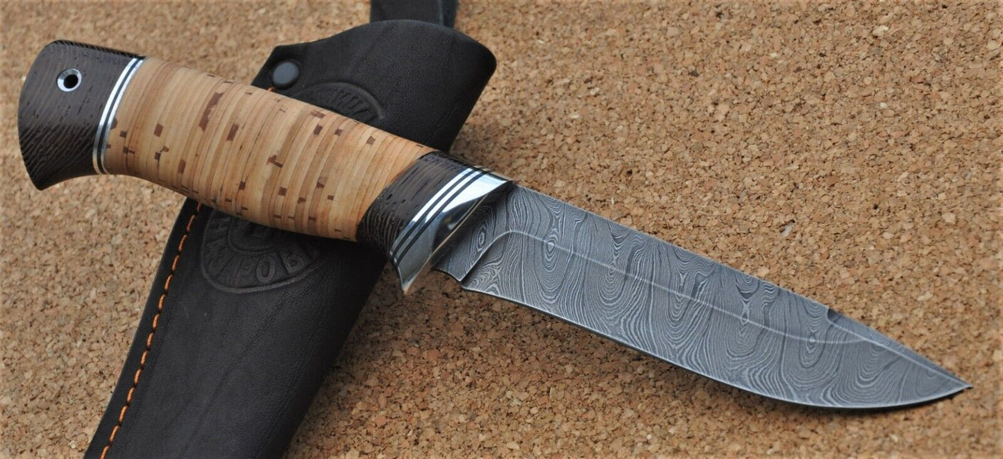 Damast Damaszener Stahl Outdoor Messer Nazarov Knives Handarbeit HRC62 Сокол