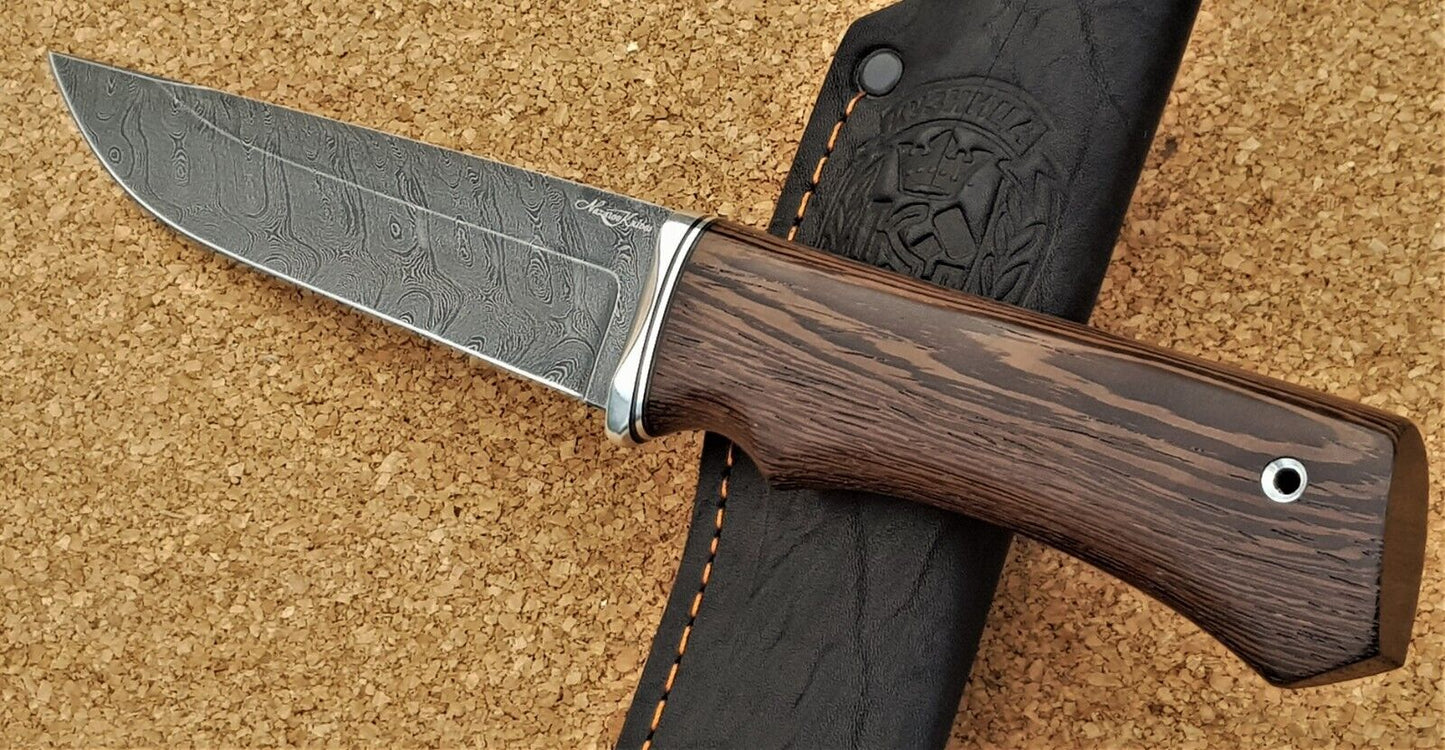 Damast Outdoor Jagd Messer Nazarov Knives Russland Handarbeit HRC 62 Бизон