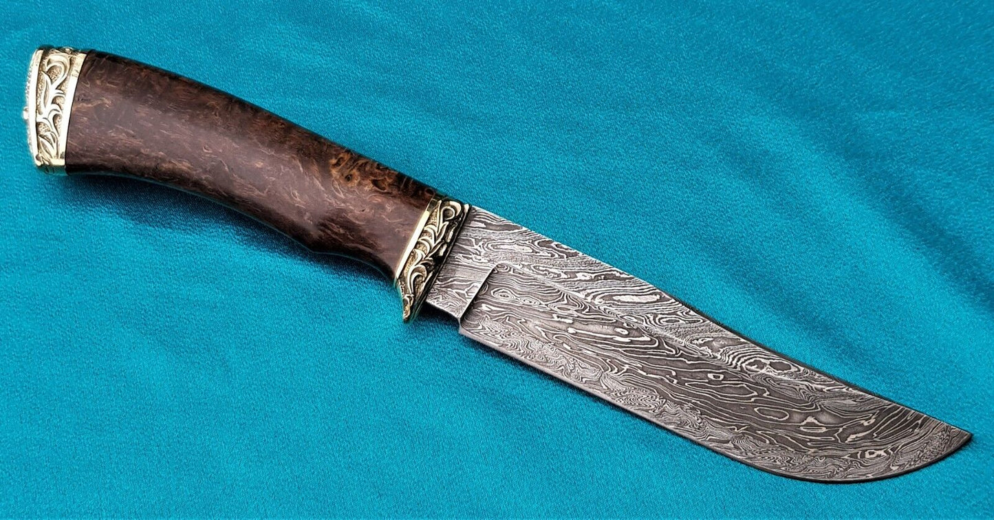 Outdoor JagdMesser Damast Stahl A.Maruschin Russland HRC62 Handarbeit Куница