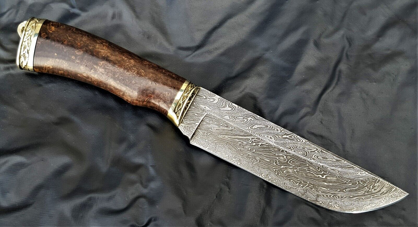 Outdoor JagdMesser Damast Stahl A.Maruschin Russland HRC62 Handarbeit Охотник