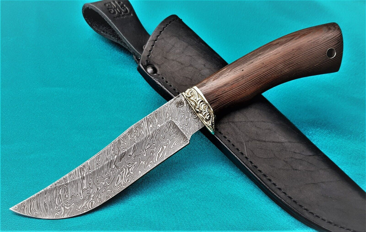 Outdoor Jagd Messer Damast Stahl Russland A.Maruschin HRC 62 Handarbeit Куница