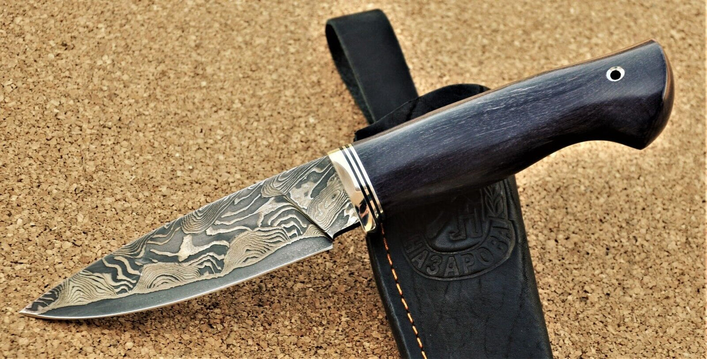 Nazarov Knives Russland Mosaik Damast Stahl Outdoor JagdMesser Handarbeit HRC62