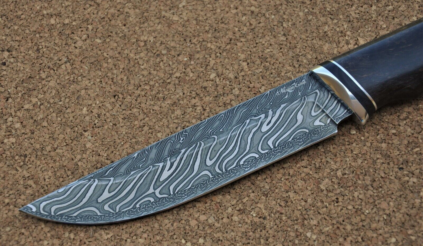 Mosaik DamastStahl OutdoorMesser Handarbeit Nazarov Knives Russland HRC62 Овод