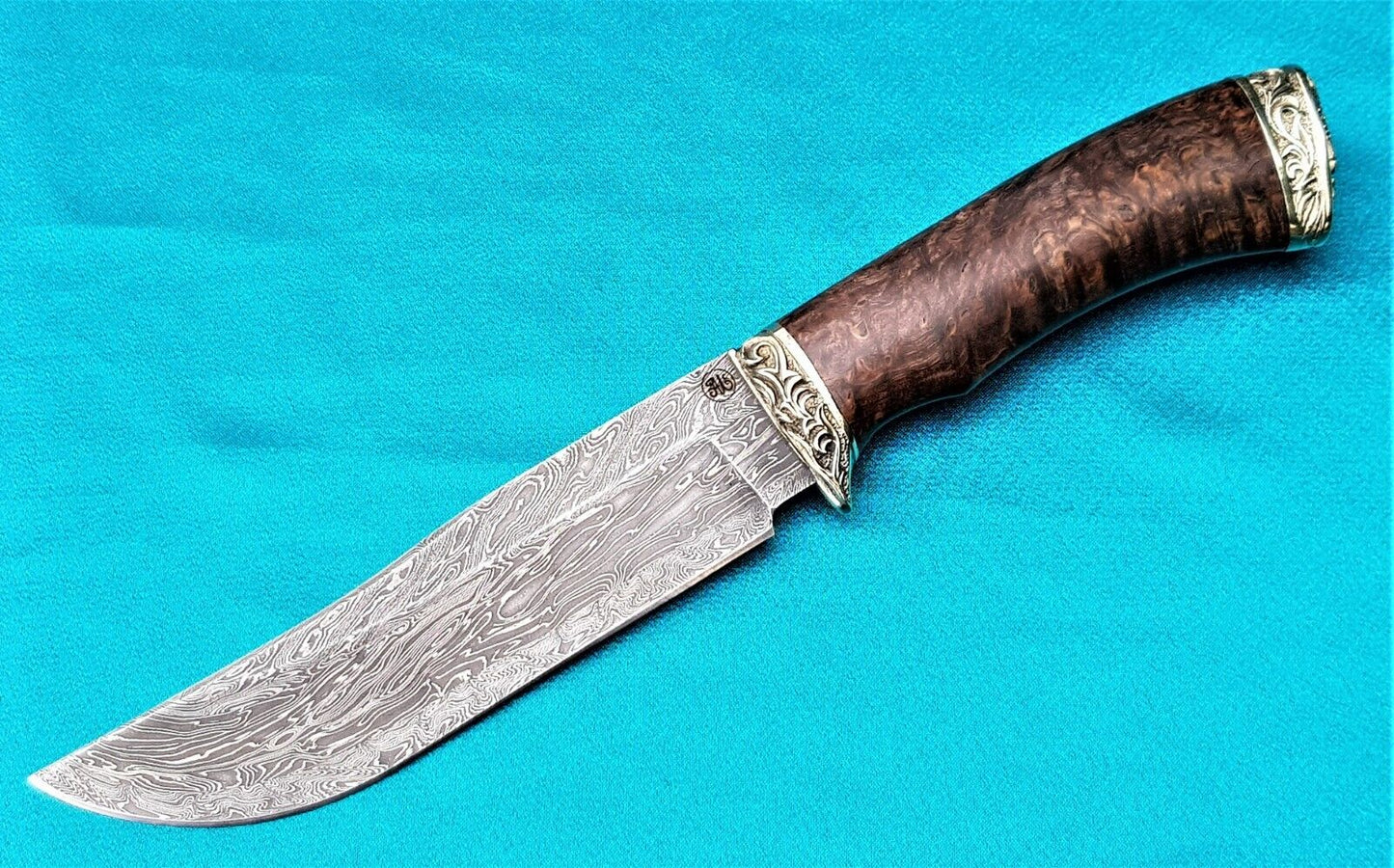 Outdoor JagdMesser Damast Stahl A.Maruschin Russland HRC62 Handarbeit Куница