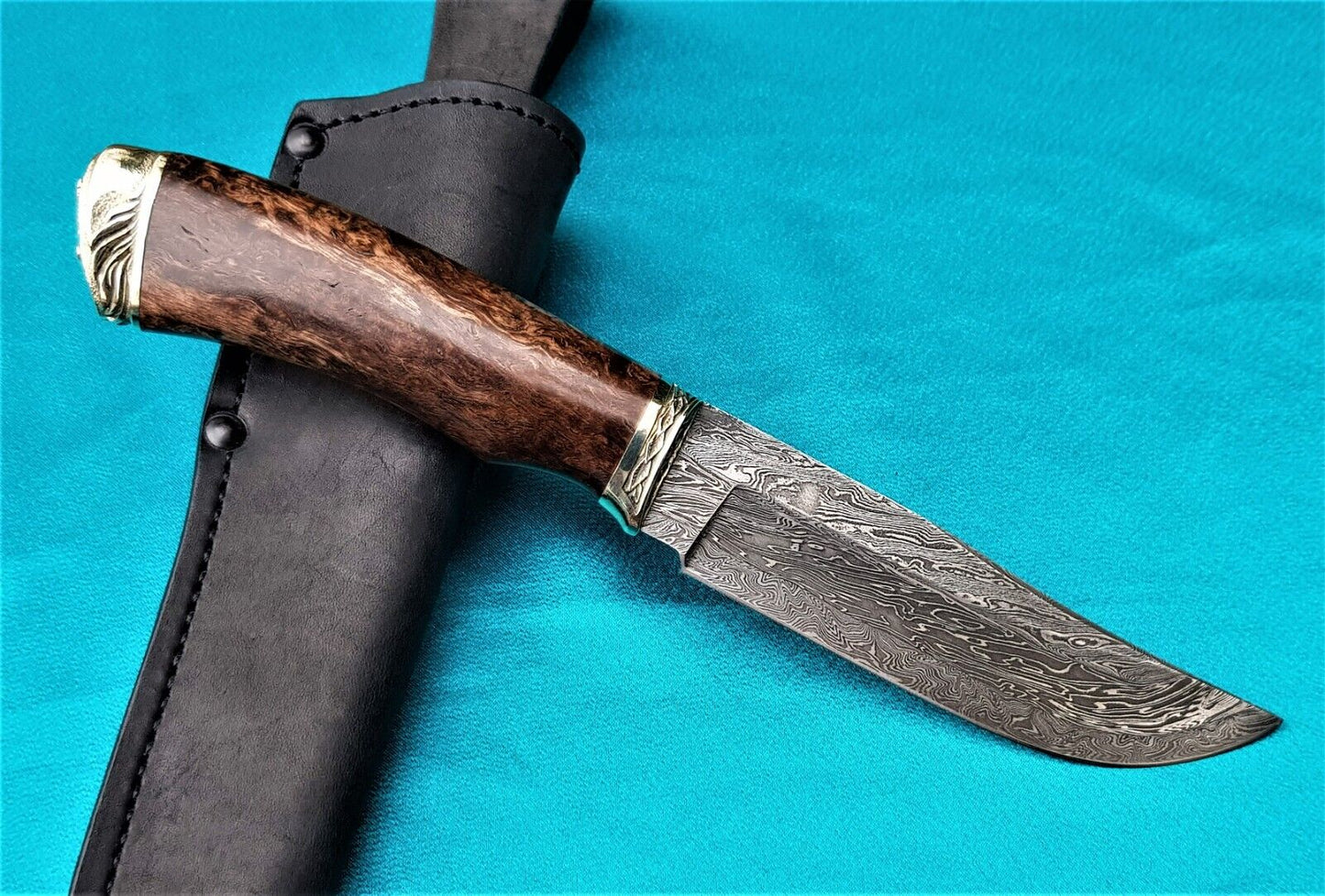 Outdoor JagdMesser Damast Stahl A.Maruschin Russland HRC62 Handarbeit Куница