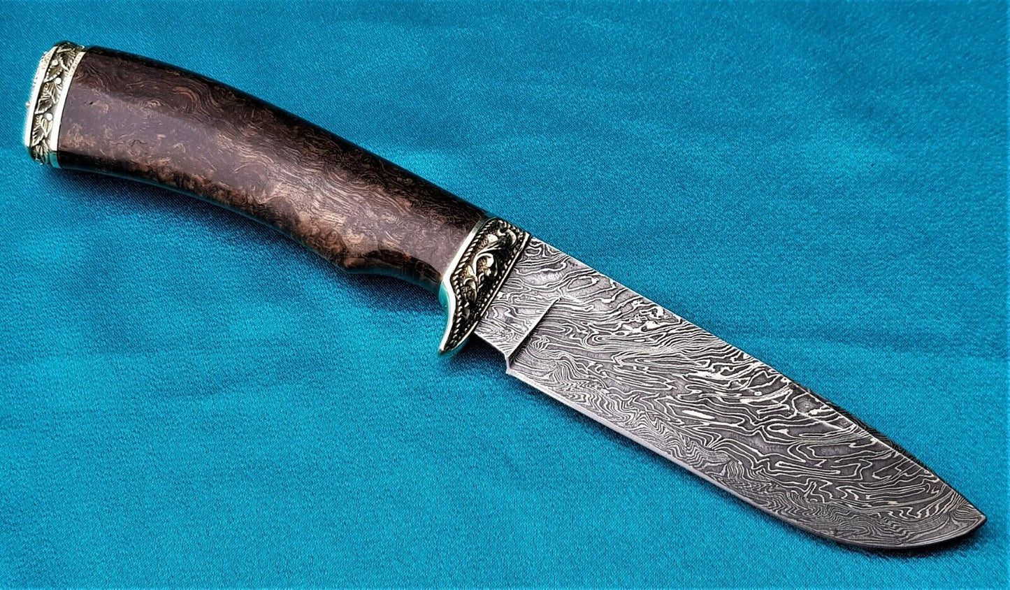 Outdoor JagdMesser Damast Stahl A.Maruschin Russland HRC62 Handarbeit Лось