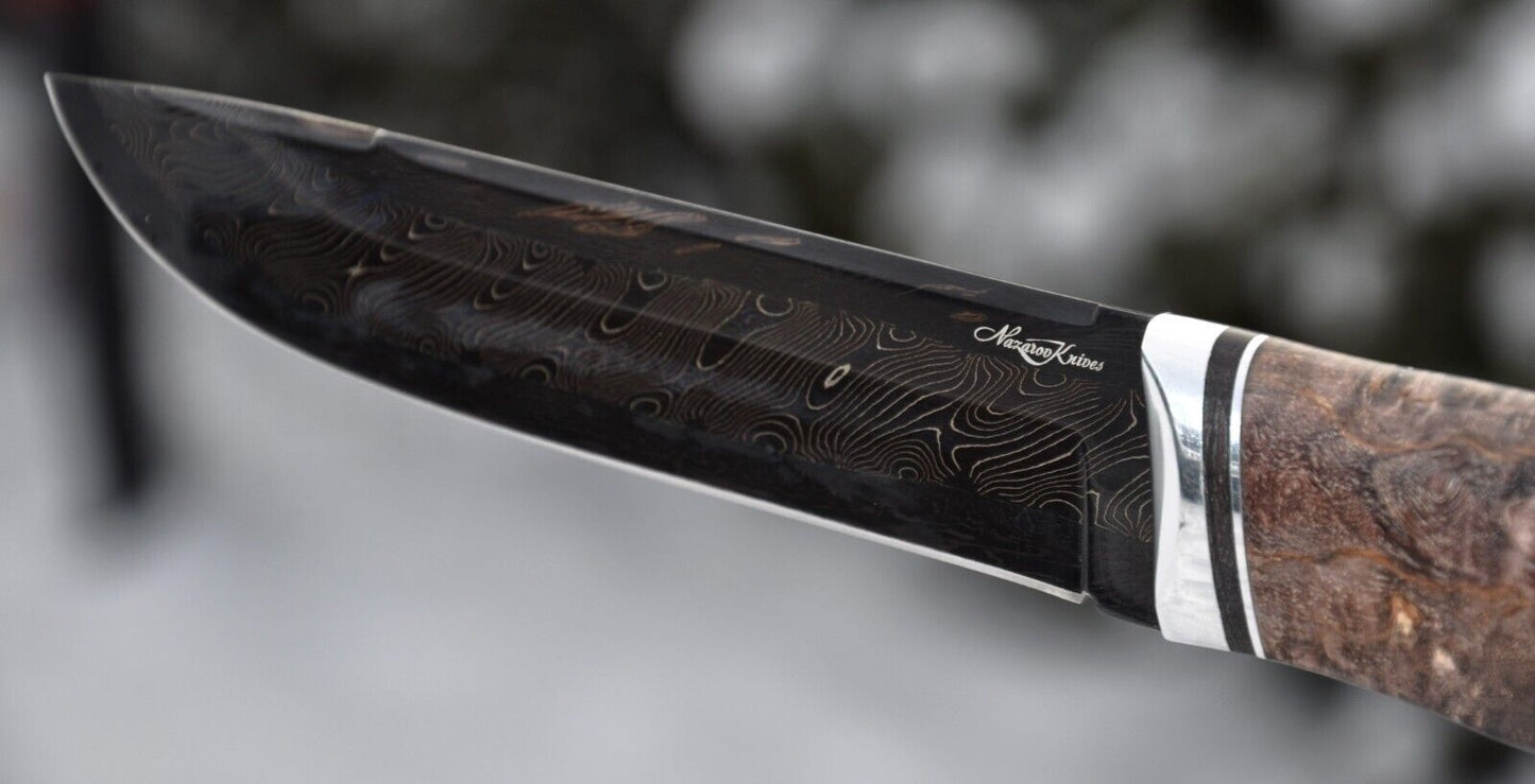 Nazarov Knives Russland Mosaik Damast Stahl Outdoor JagdMesser Handarbeit HRC62