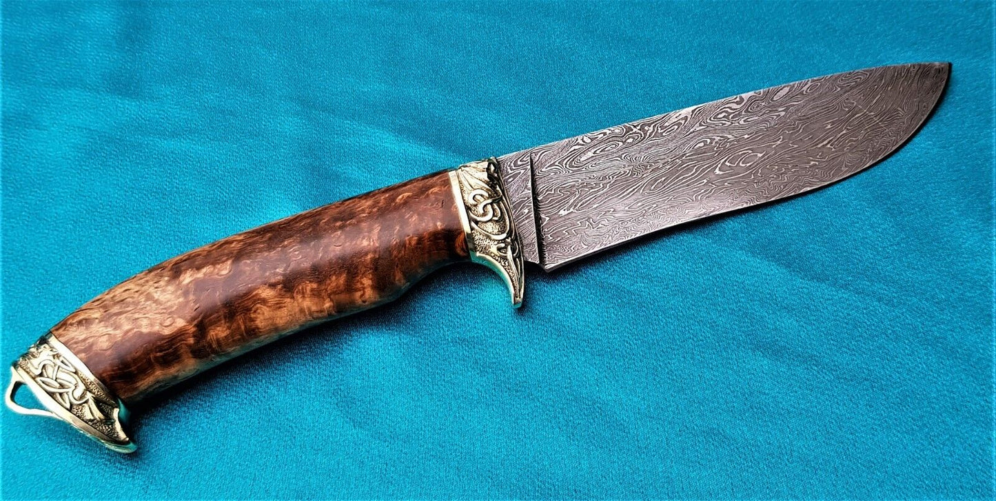 Outdoor JagdMesser Damast Stahl A.Maruschin Russland HRC62 Handarbeit Шершень