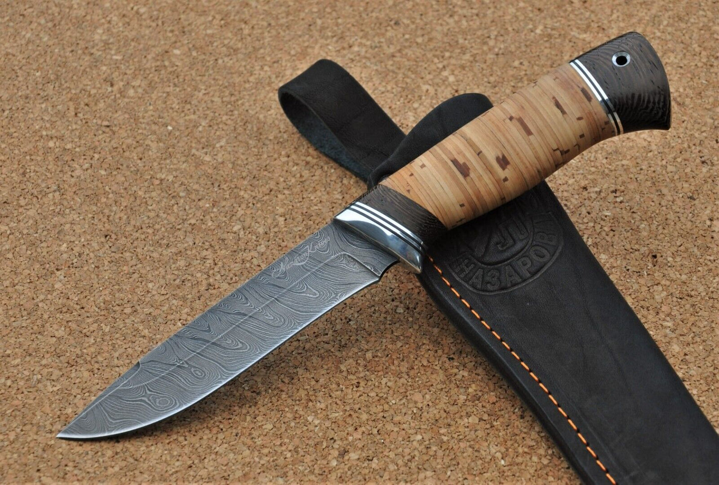 Damast Damaszener Stahl Outdoor Messer Nazarov Knives Handarbeit HRC62 Сокол