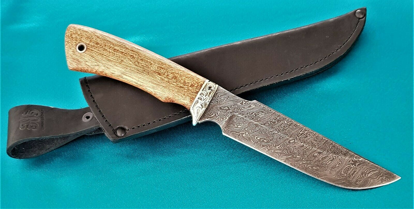 Damast Stahl Outdoor Jagd Messer HRC 62 Handarbeit A.Maruschin Russland Гарсон