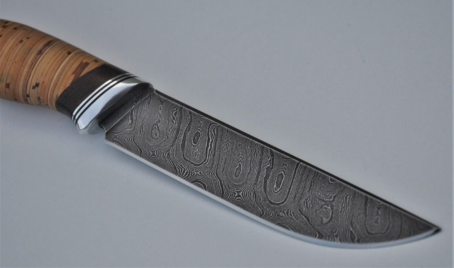 Damast Damaszener Stahl OutdoorMesser Nazarov Knives Handarbeit HRC62 Ирбис