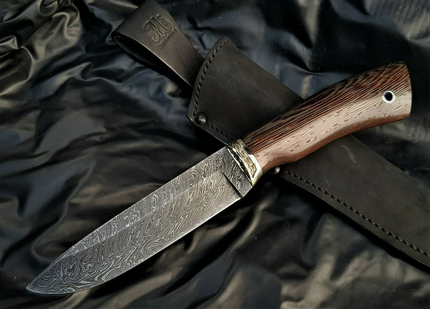 A.Marushin Russland Outdoor Jagdmesser Damaszener Stahl Handarbeit