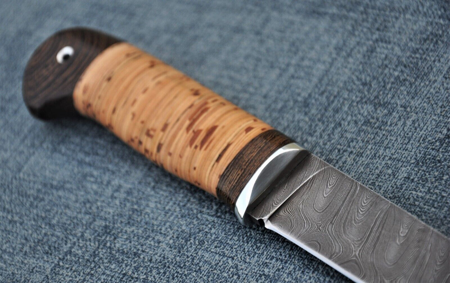 Damast Damaszener Stahl Outdoor Messer Nazarov Knives Handarbeit HRC62 Ясень