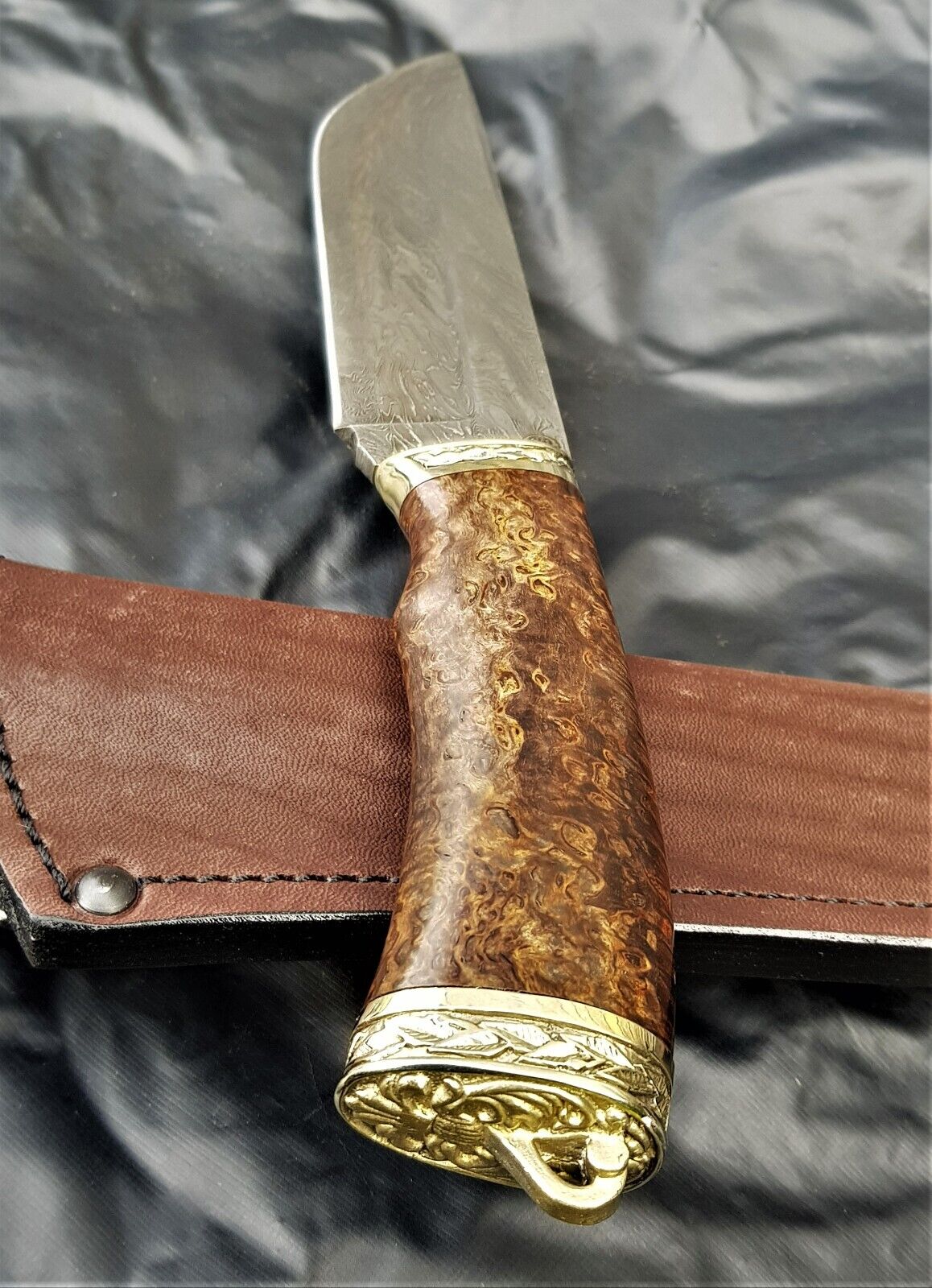 Outdoor JagdMesser Damast Stahl A.Maruschin Russland HRC62 Handarbeit Охотник