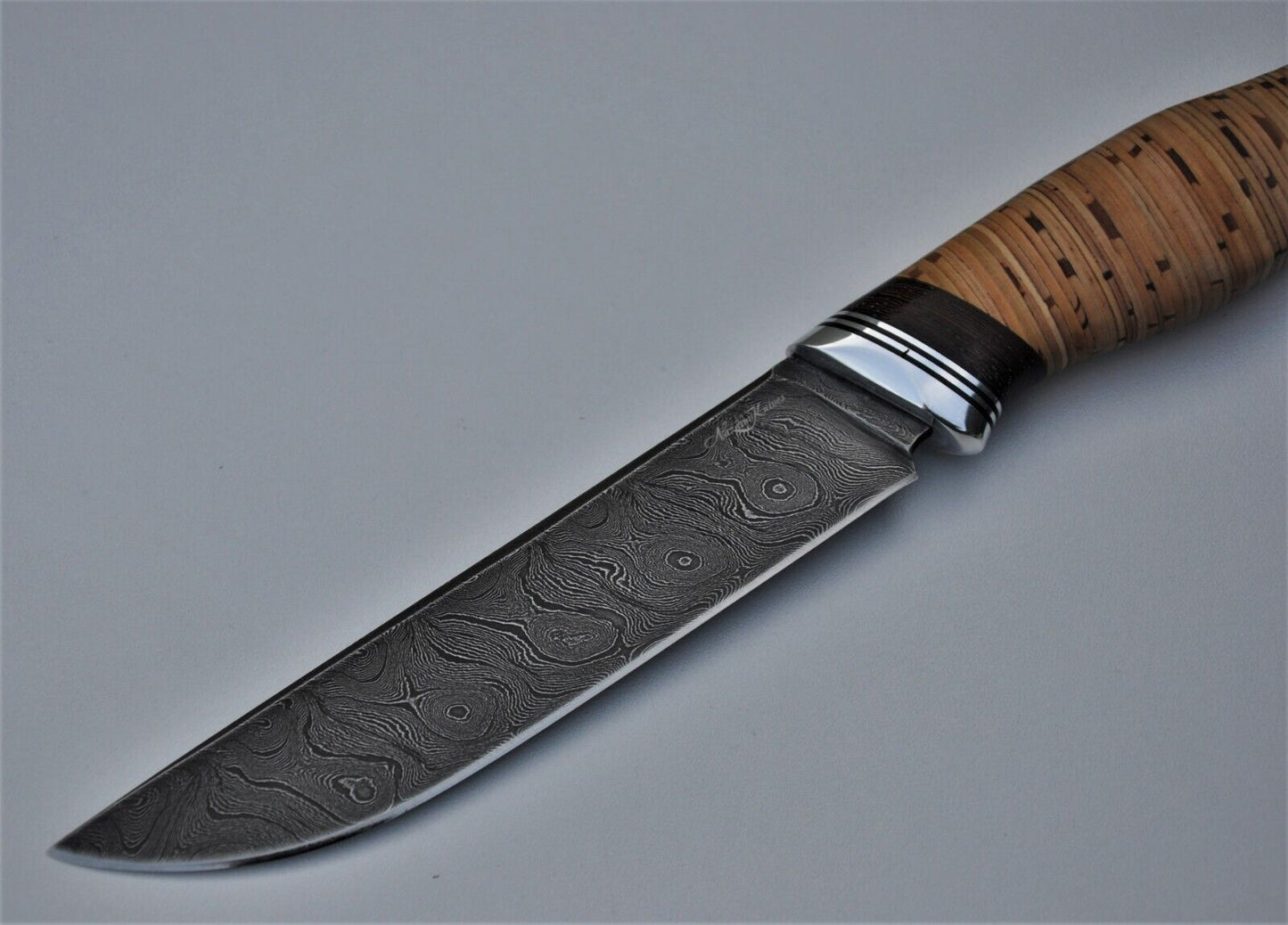 Damast Damaszener Stahl OutdoorMesser Nazarov Knives Handarbeit HRC62 Ирбис