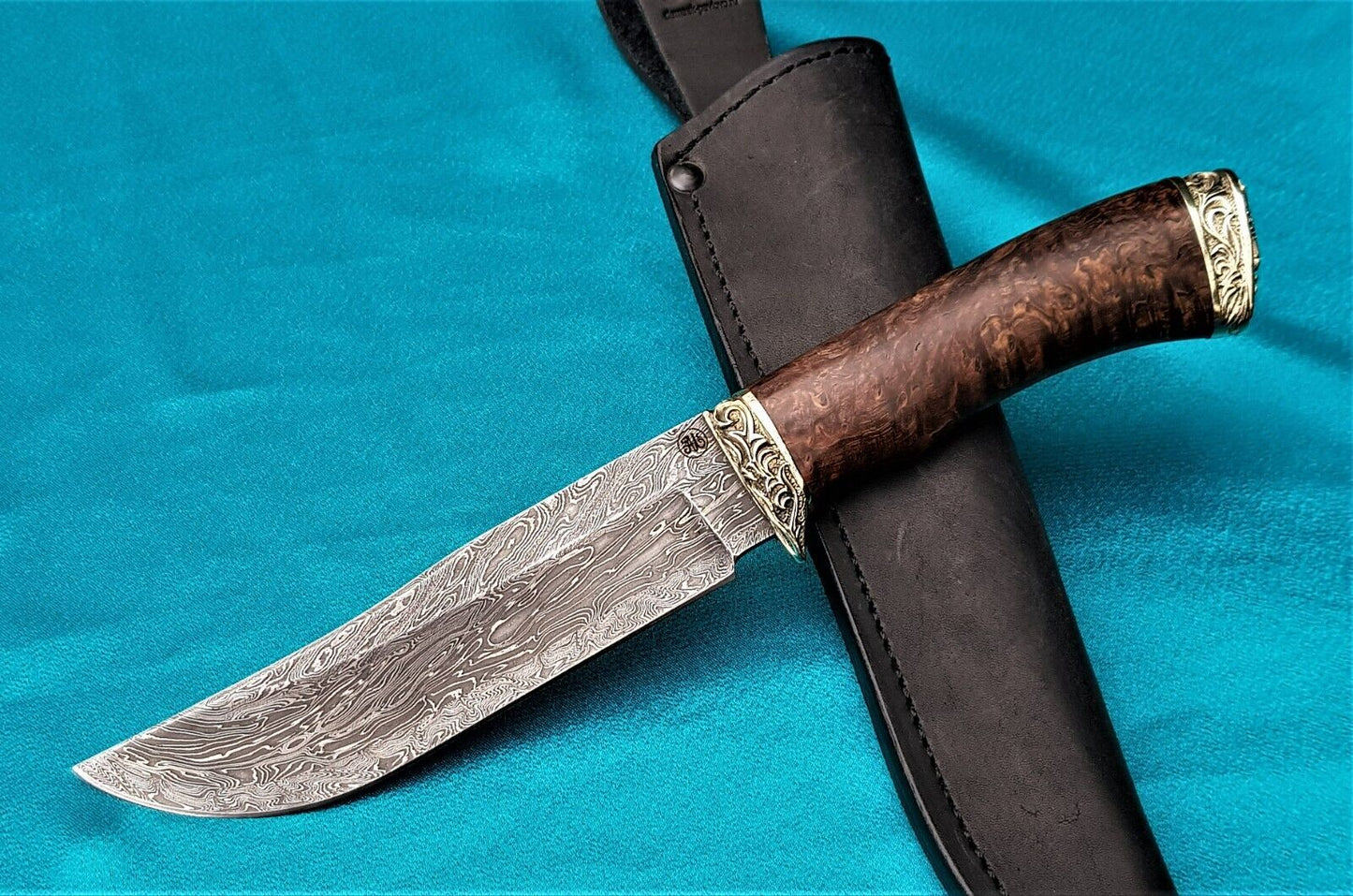 Outdoor JagdMesser Damast Stahl A.Maruschin Russland HRC62 Handarbeit Куница
