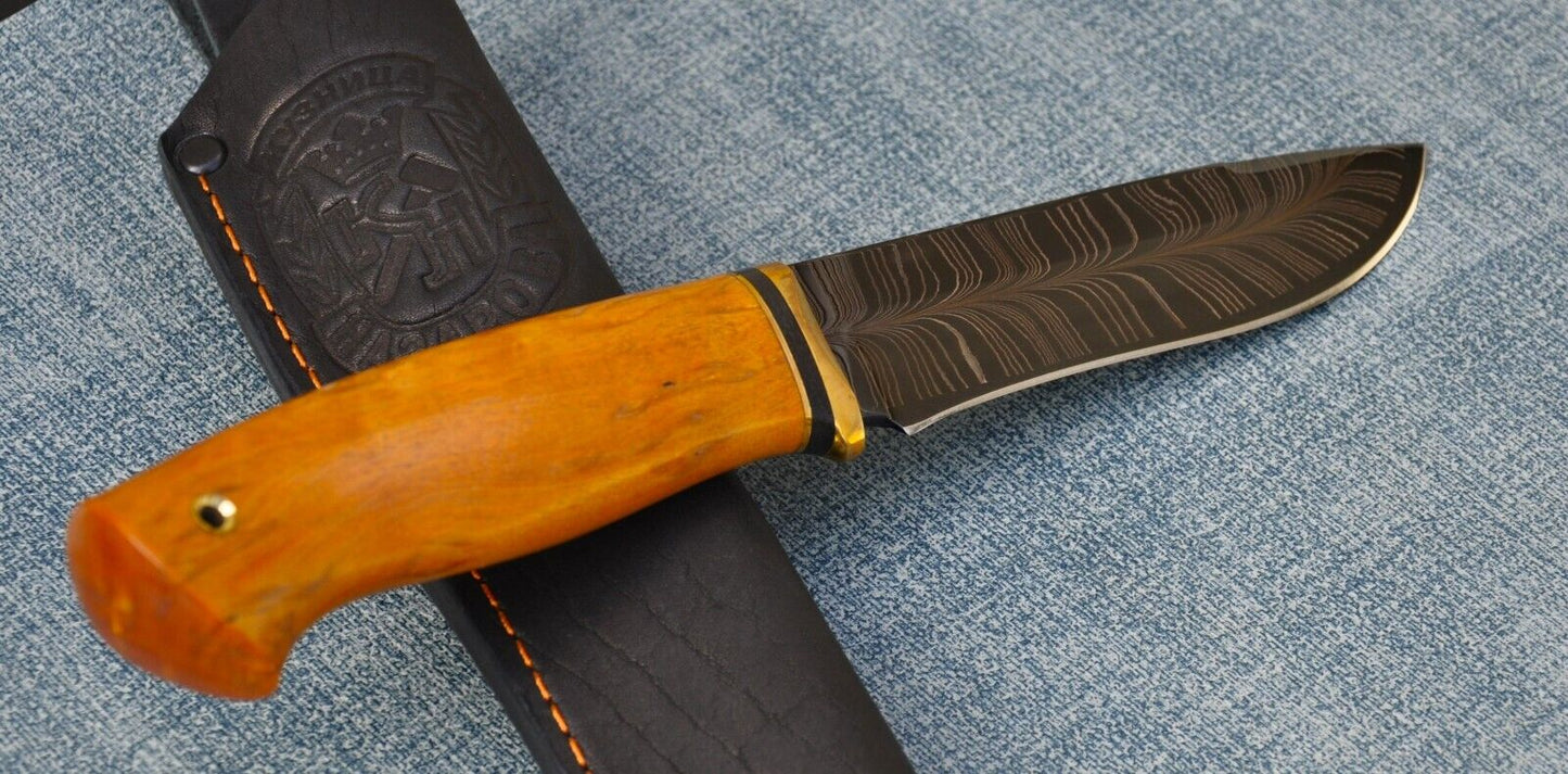 Nazarov Knives Russland Mosaik DamastStahl OutdoorJagdMesser Handarbeit HRC62