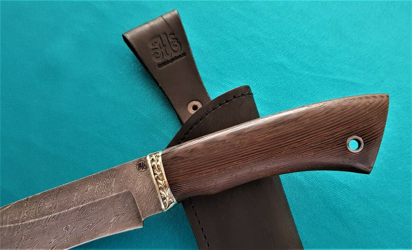 Damast Stahl Outdoor Jagd Messer HRC 62 Handarbeit A.Maruschin Russland Лось