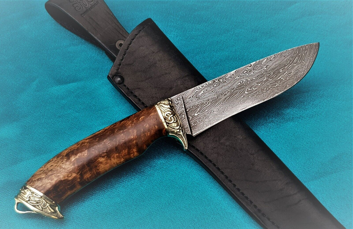 Outdoor JagdMesser Damast Stahl A.Maruschin Russland HRC62 Handarbeit Шершень