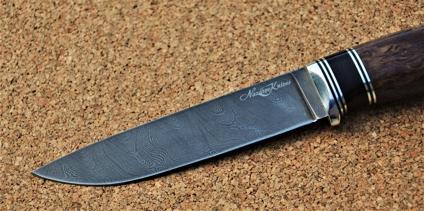 Damast Damaszener Stahl Outdoor Messer Nazarov Knives Handarbeit HRC62 Путник