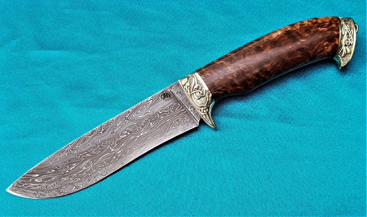 Outdoor JagdMesser Damast Stahl A.Maruschin Russland HRC62 Handarbeit Шершень
