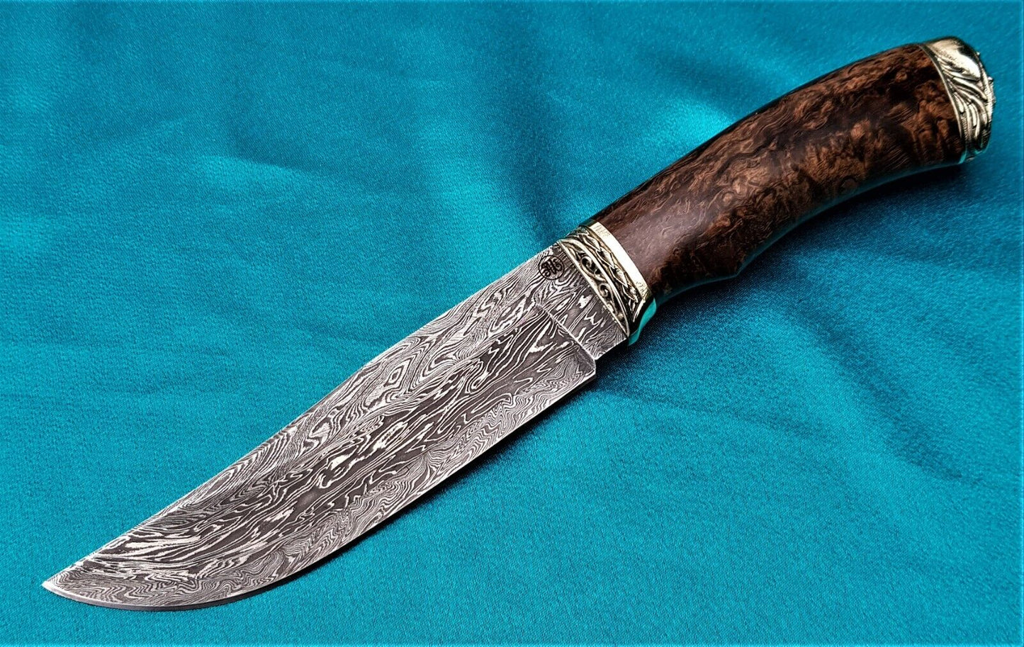 Outdoor JagdMesser Damast Stahl A.Maruschin Russland HRC62 Handarbeit Куница