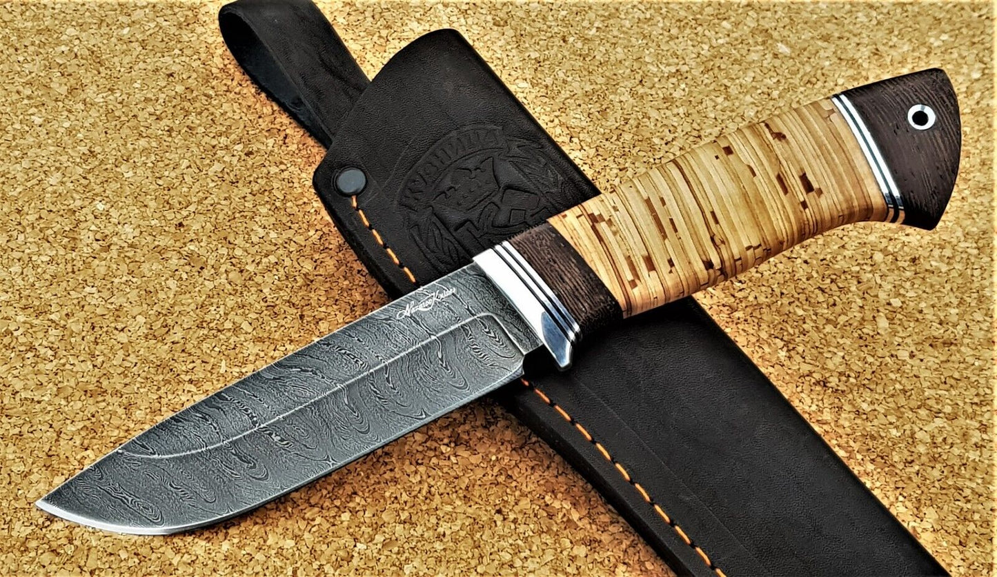Damast Stahl Outdoor JagdMesser Nazarov Knives Russland Handarbeit HRC62 Путник