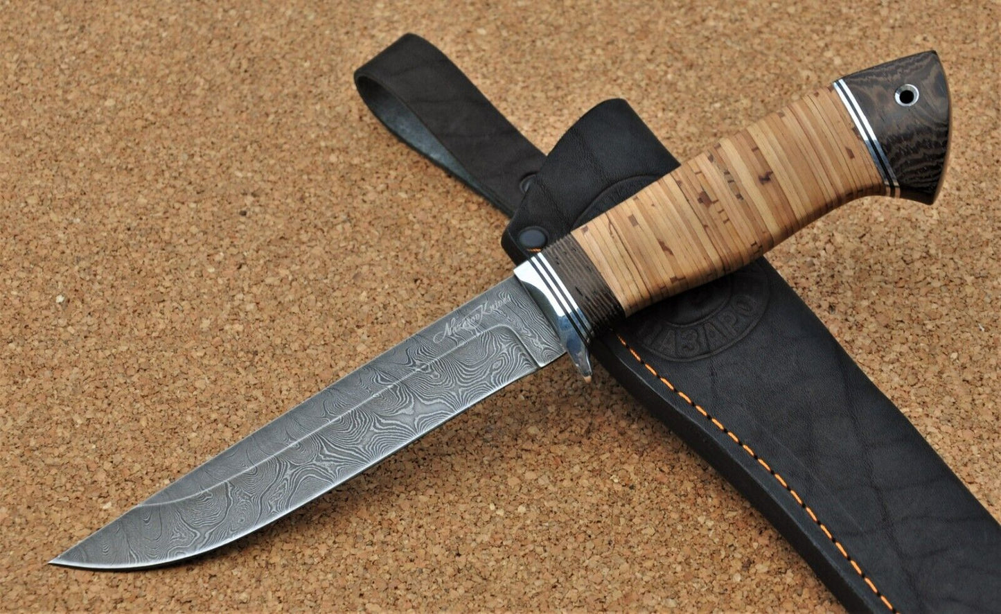 Damast Damaszener Stahl Outdoor Messer Nazarov Knives Handarbeit HRC62 Тритон