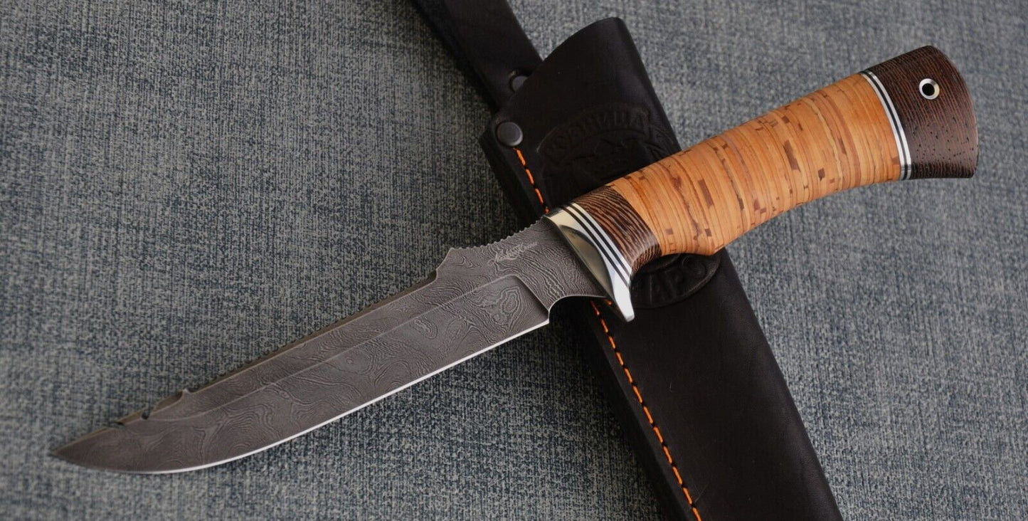 Damaszener Stahl Outdoor Jagd Damast Messer Nazarov Knives Handarbeit HRC62
